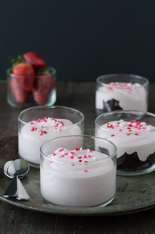 Easy Strawberry Mousse - you only need 4 ingredients to make fresh strawberry mousse! A perfect recipe for Valentine’s Day.