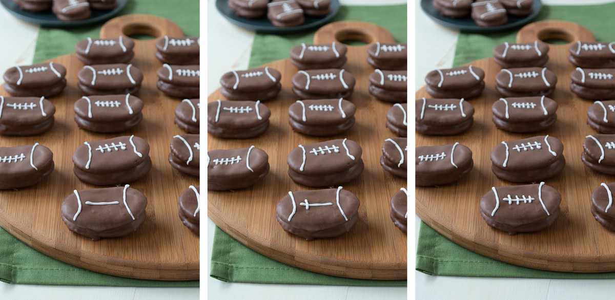 Peanut Butter Stuffed Chocolate Footballs - the perfect football treat for game day!
