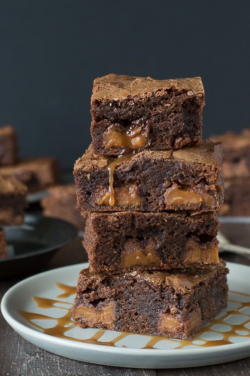 Rolo Stuffed Brownies - these are amazing, gooey, and just dripping with caramel!