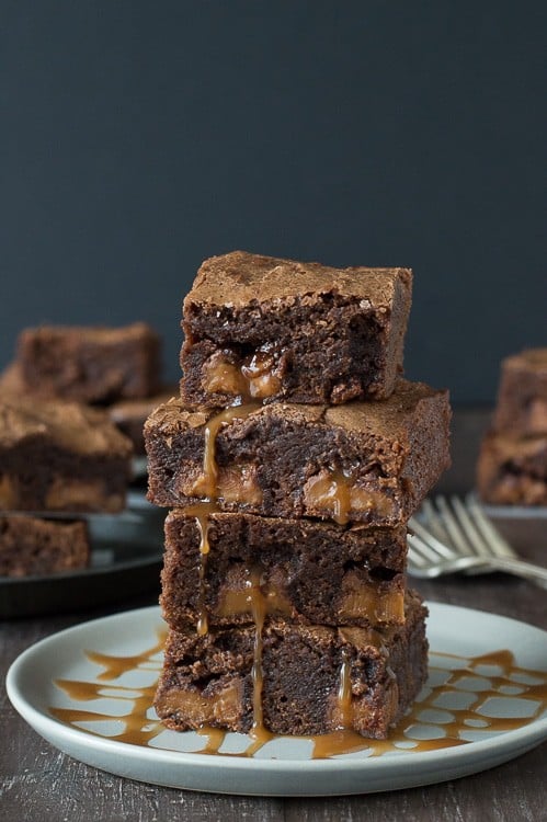 Rolo Stuffed Brownies - these are amazing, gooey, and just dripping with caramel!