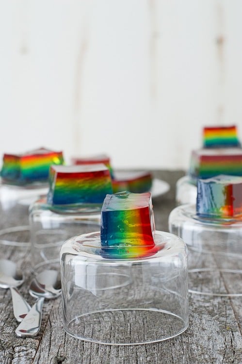 Rainbow Jello - create easy rainbow jello squares using 6 different colors of jello.