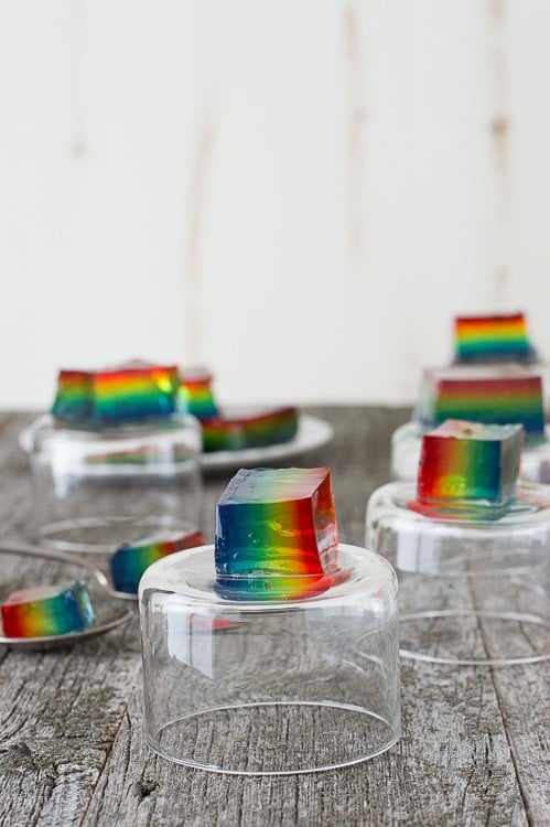 Rainbow Jello - create easy rainbow jello squares using 6 different colors of jello.