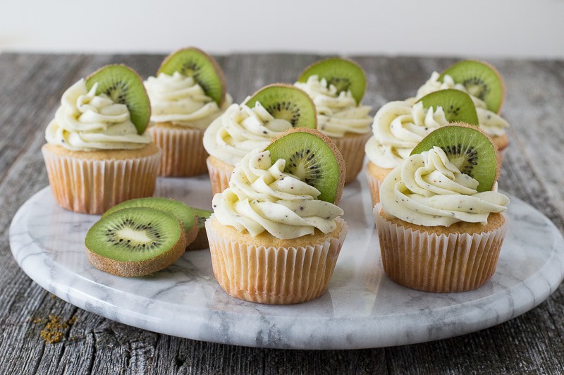 Kiwi Cupcakes - a vanilla cupcake with fresh kiwi buttercream! 