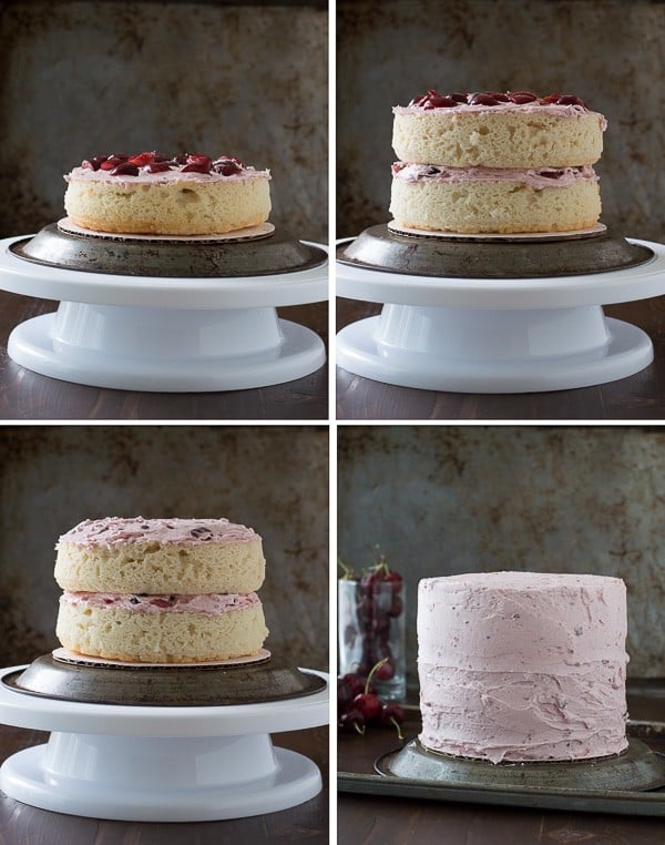 How to fill a cake with cherry buttercream. 
