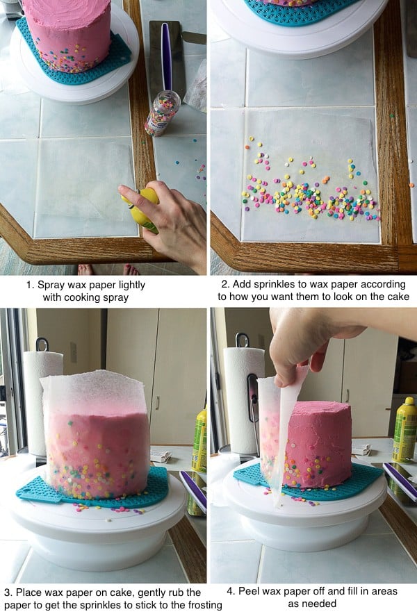 How to put sprinkles on the sides of a cake