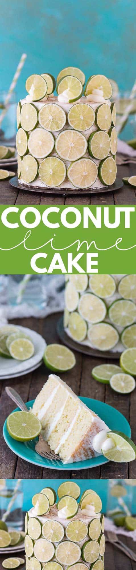 The best coconut lime cake! Coconut cake paired with fresh lime buttercream, cover the cake in lime slices for a fun presentation!