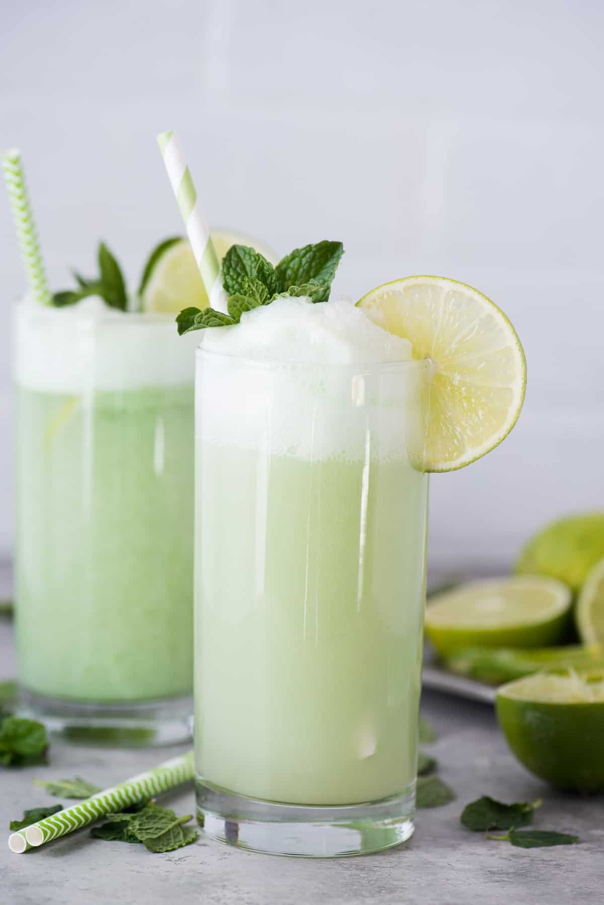 This is our favorite Lime Sherbet Float recipe because it calls for 2 secret ingredients that really make it taste AMAZING! Plus you can reuse this lime sherbet float recipe in the summertime or it would be fun to serve at a baby shower!