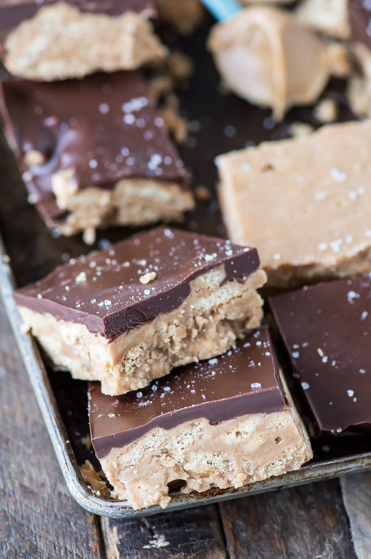 No Bake Crunchy Chocolate Peanut Butter Bars | The First Year