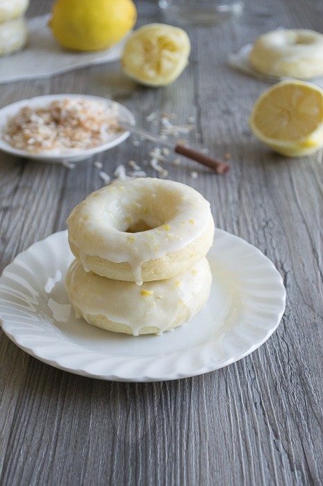 Lemon Coconut Donuts with Lemon Glaze | thefirstyearblog.com