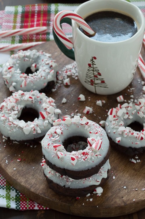 Peppermint Hot Chocolate Donuts - A Kitchen Addiction