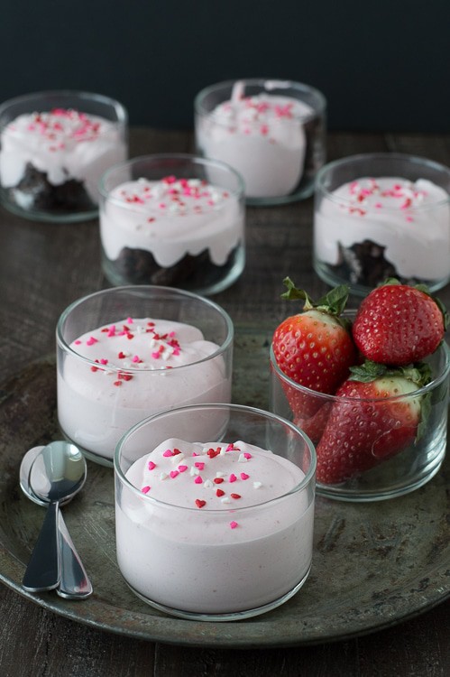 Easy Strawberry Mousse - you only need 4 ingredients to make fresh strawberry mousse! A perfect recipe for Valentine’s Day.