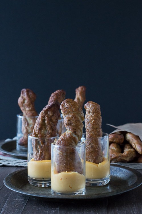 Garlic Herb Soft Pretzel Sticks - serve them in mini cups with cheese sauce!
