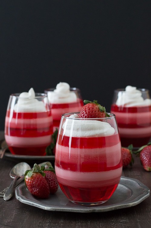 Layered Strawberry Jello Cups  The First Year