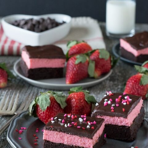 Layered Strawberry Mousse Brownies