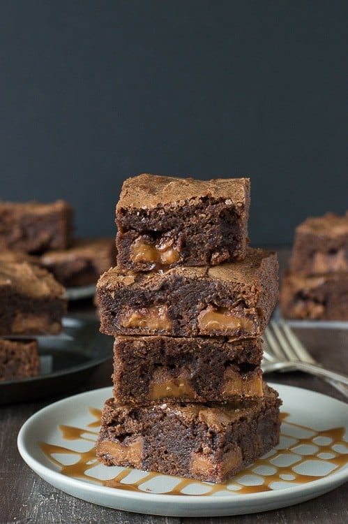 Rolo Stuffed Brownies - these are amazing, gooey, and just dripping with caramel!