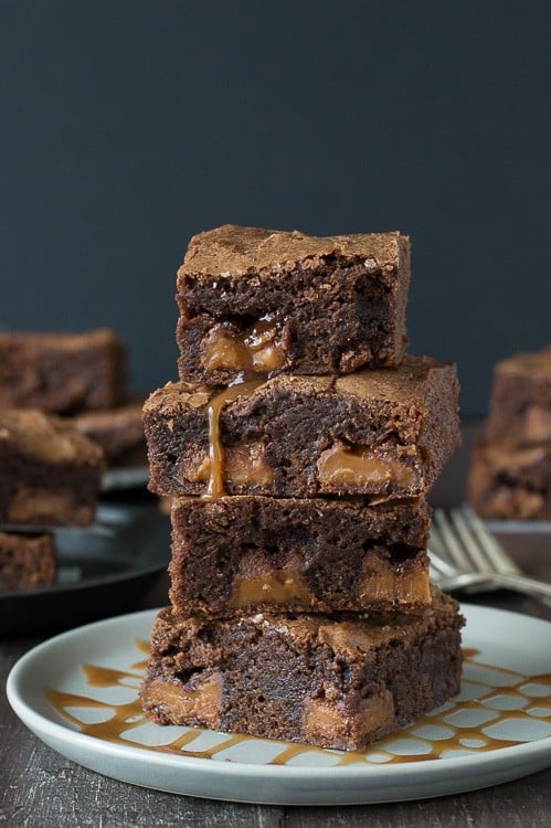 Rolo Stuffed Brownies - these are amazing, gooey, and just dripping with caramel!