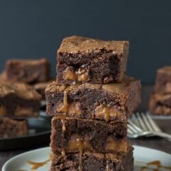 Rolo Stuffed Brownies - these are amazing, gooey, and just dripping with caramel!