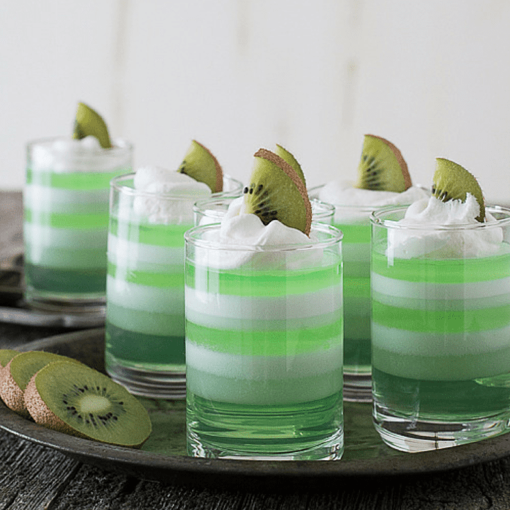 Layered Melon Kiwi Jello Cups