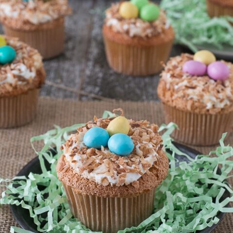Angel Food Bird Nest Cupcakes