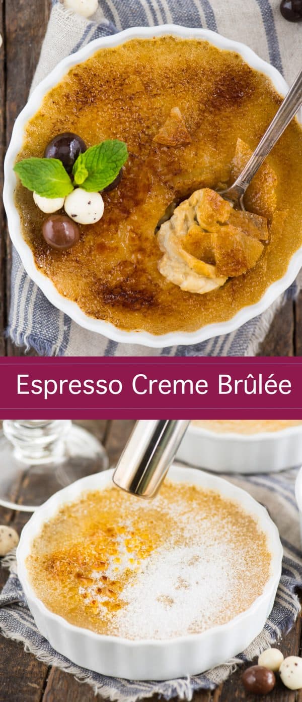 Your guide to making easy espresso creme brûlée at home! Coffee creme brûlée is a decedent dessert that’s actually easy to make with 5 ingredients. Plus learn about what ramekins to use and how to make creme brûlée without a torch. #cremebrulee #espressocremebrulee
