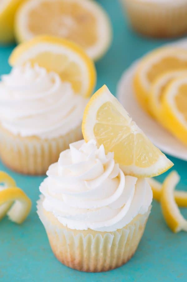 Perfect lemon cupcakes with a light lemon buttercream frosting!