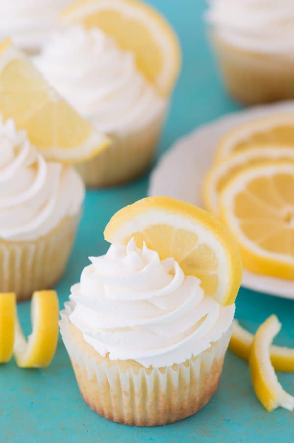 Perfect lemon cupcakes with a light lemon buttercream frosting!