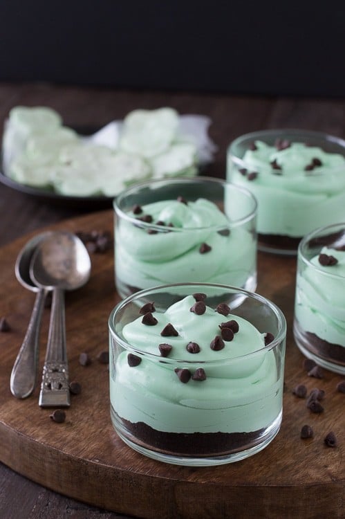 No Bake Mint Chocolate Chip Shamrock Cheesecake - an easy mint green dessert for St. Patrick’s Day! 