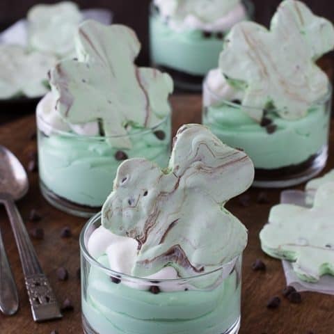 No Bake Mint Chocolate Chip Shamrock Cheesecake