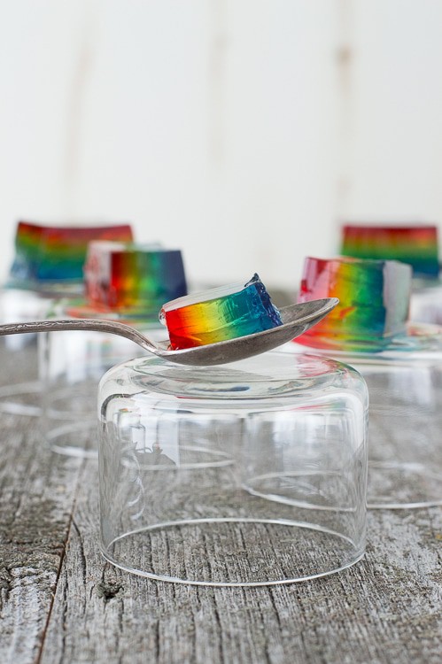 Rainbow Jello - create easy rainbow jello squares using 6 different colors of jello.