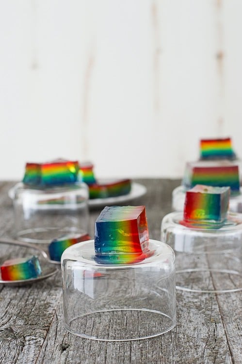 Rainbow Jell-o Cups Layered Dessert for a Unicorn Party!