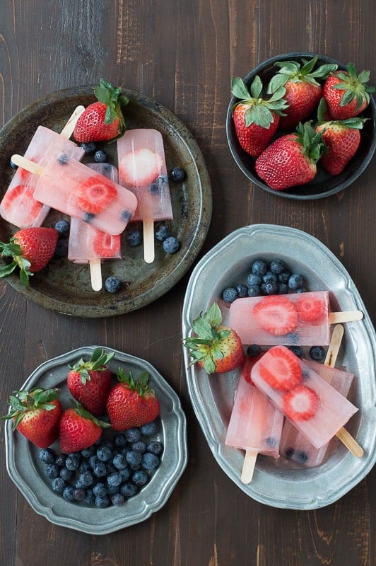 Berry Lemonade Popsicles are perfect for summer with fresh strawberries and blueberries! 