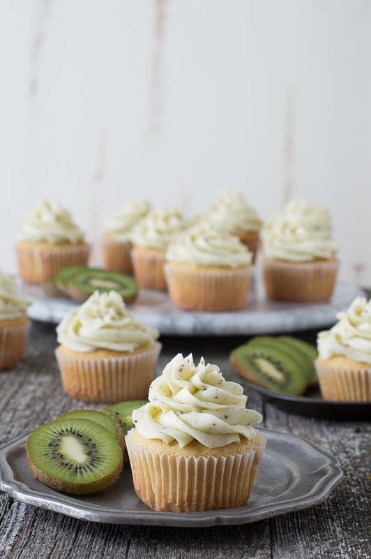 Kiwi Cupcakes - a vanilla cupcake with fresh kiwi buttercream! 