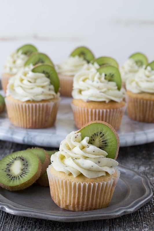 Kiwi Cupcakes - a vanilla cupcake with fresh kiwi buttercream! 
