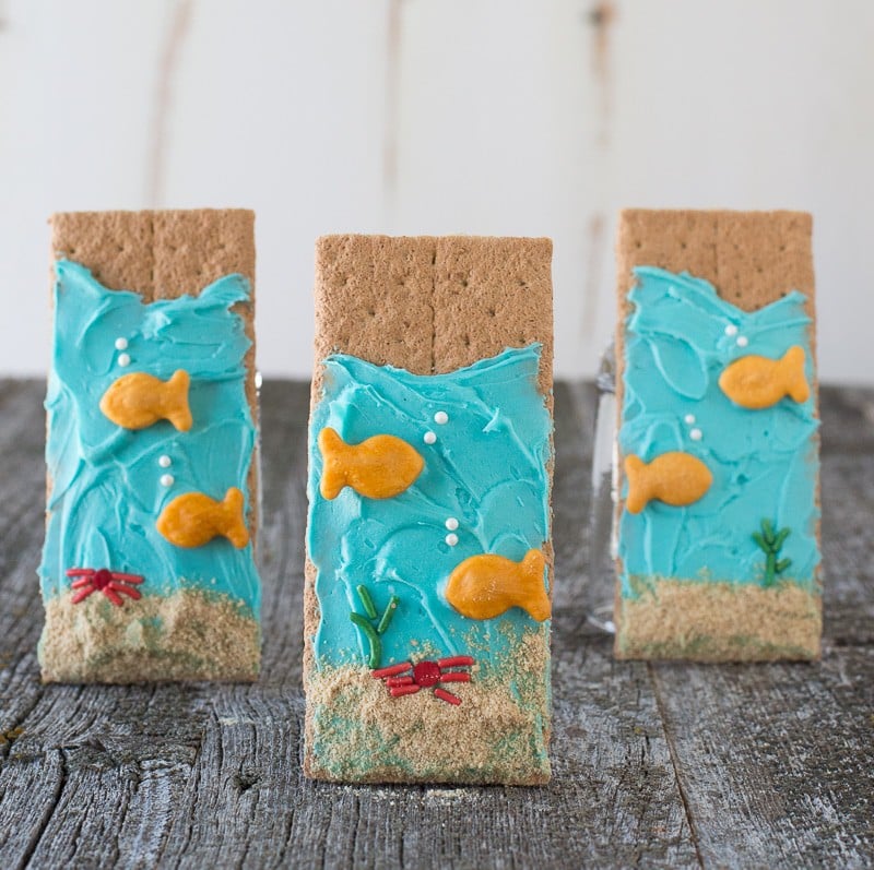 Cream Cheese Graham Cracker Snack - Fish themed birthday party