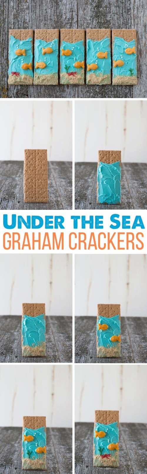 photo collage - Easy Under the Sea Graham Crackers - easy to make and perfect for an under the sea party!