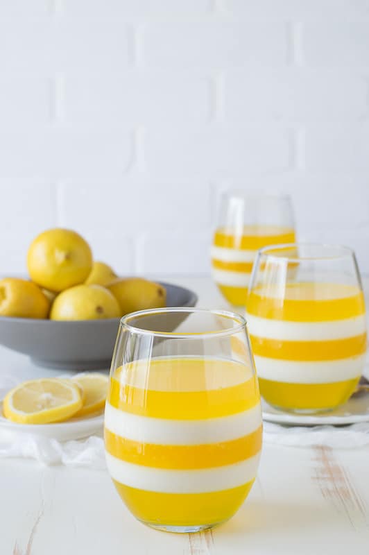 Layered Lemon Jello Cups - jello cups are so fun, plus these are gorgeous! 