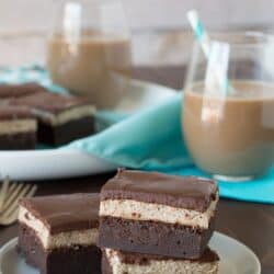 Layered Mocha Mousse Brownies - perfectly layered brownies with mocha mousse and chocolate ganache!