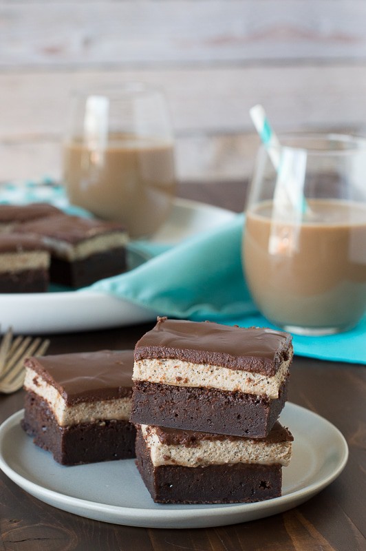  Layered Mocha Mousse Brownies - perfectly layered brownies with mocha mousse and chocolate ganache! 