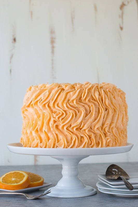 Orange Poppyseed Cake - three layer orange poppyseed cake with a fresh orange buttercream!
