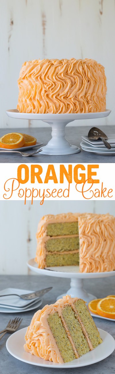 Orange Poppyseed Cake - three layer orange poppyseed cake with a fresh orange buttercream!
