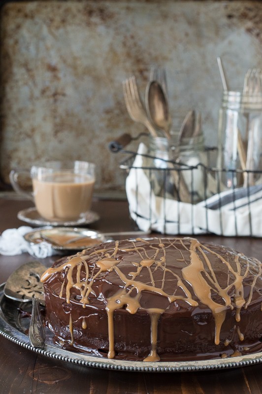 Caramel Macchiato Mud Cake - a rich, fudgy mud cake full of coffee flavor! 