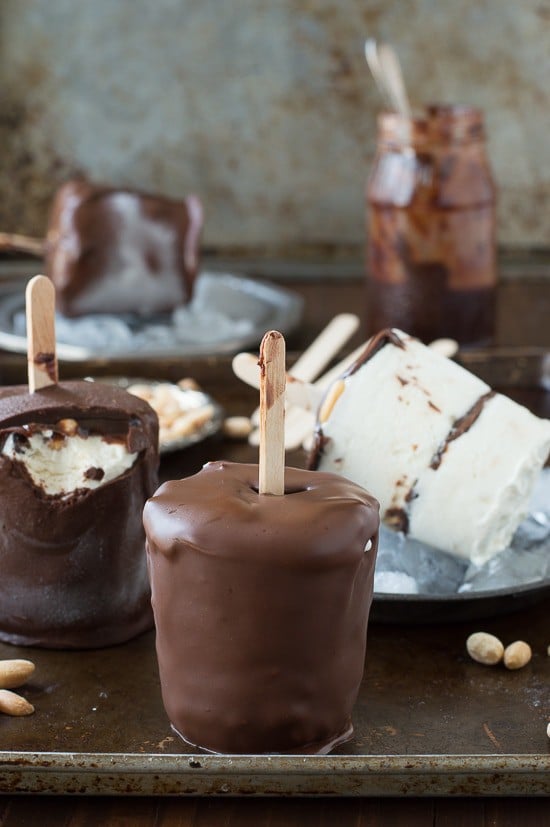 A homemade version of Dairy Queen’s buster bars! With homemade ice cream, hot fudge, and magic shell!