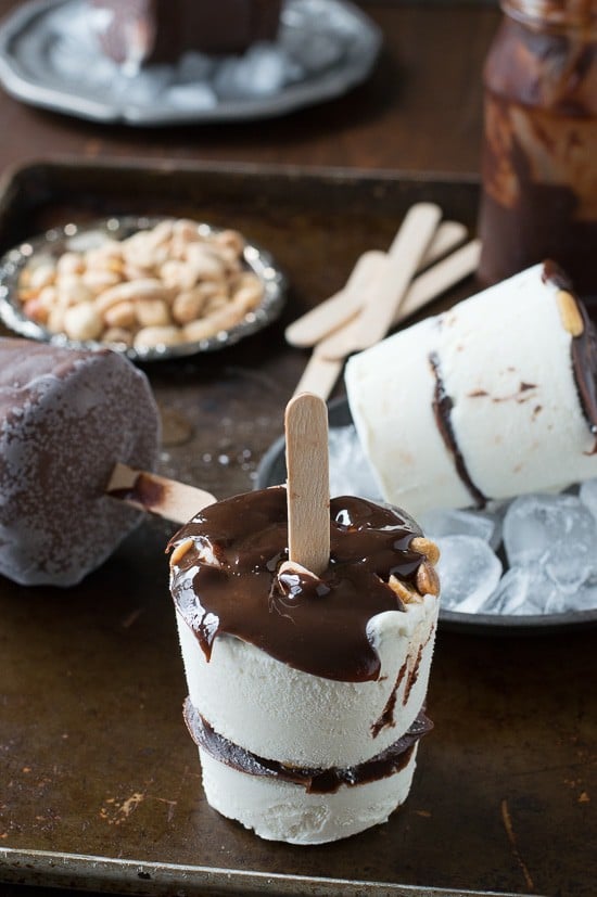 A homemade version of Dairy Queen’s buster bars! With homemade ice cream, hot fudge, and magic shell!