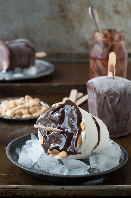 A homemade version of Dairy Queen’s buster bars! With homemade ice cream, hot fudge, and magic shell!