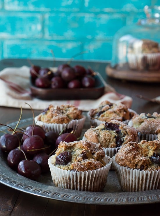 Cherry Chocolate Chip Muffins - full of fresh cherries and chocolate chips! 