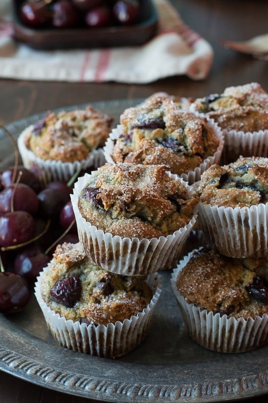 Cherry Chocolate Chip Muffins - full of fresh cherries and chocolate chips! 