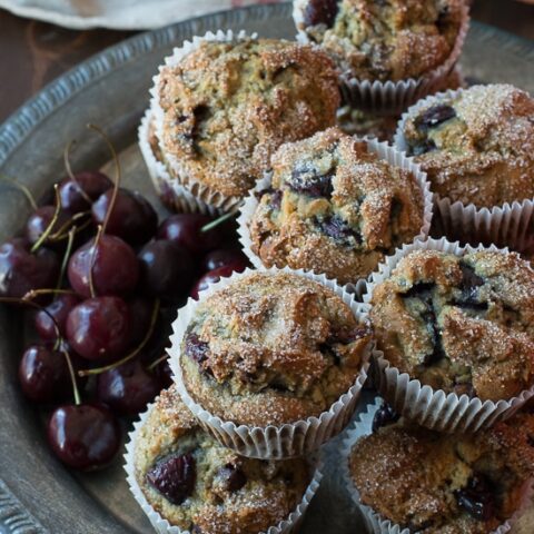 Cherry Chocolate Chip Muffins - full of fresh cherries and chocolate chips!