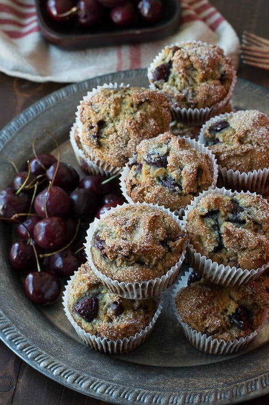 Cherry Chocolate Chip Muffins - full of fresh cherries and chocolate chips! 