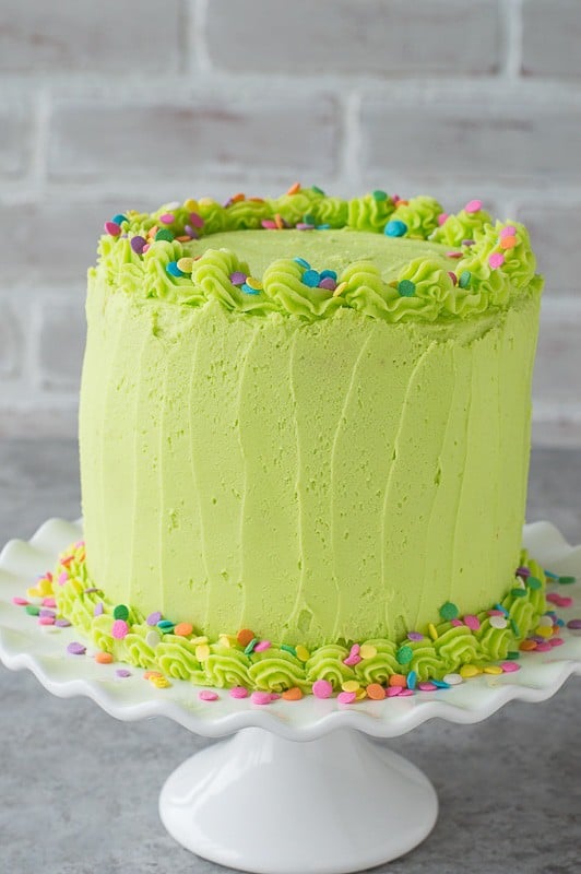 Homemade funfetti cake with lime green buttercream! 