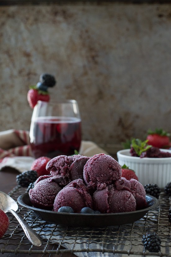 Make this sorbet using your favorite berries and sweet red wine! With under 5 ingredients, you’ll have sangria sorbet in no time! 